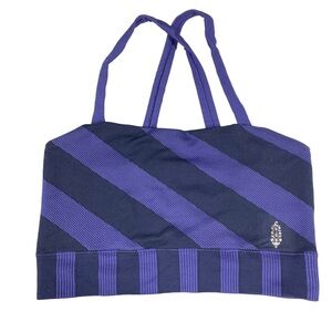 Free People Movement Women's Sz XS/S Purple Striped Cross Back Sports Bra